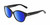 Profile View of Kate Spade KIERST2-807-Y7 Designer Polarized Reading Sunglasses with Custom Cut Powered Blue Mirror Lenses in Gloss Black Silver Logo Ladies Cat Eye Full Rim Acetate 56 mm