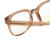 Close Up View of BCBG BAR104BL Designer Single Vision Prescription Rx Eyeglasses in Nude Brown Crystal  Unisex Panthos Full Rim Acetate 52 mm
