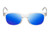 Front View of BCBG BAR104BL Designer Polarized Reading Sunglasses with Custom Cut Powered Blue Mirror Lenses in Clear Crystal Glitter Unisex Panthos Full Rim Acetate 52 mm