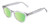 Profile View of Reptile Chelidae Designer Polarized Reading Sunglasses with Custom Cut Powered Green Mirror Lenses in Smoke Grey Crystal Unisex Panthos Full Rim Acetate 49 mm