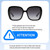 Size Awareness Illustration of QUAY Australia Full Glam Square Multi-Focus Blue Light Glasses Gloss Black 56 mm