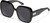 Profile View of QUAY Australia Full Glam Designer Polarized Reading Sunglasses with Custom Cut Powered Smoke Grey Lenses in Gloss Black Ladies Square Full Rim Acetate 56 mm