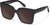 Profile View of QUAY Australia Icy Designer Polarized Reading Sunglasses with Custom Cut Powered Amber Brown Lenses in Gloss Black Ladies Square Full Rim Acetate 52 mm