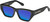 Profile View of QUAY Australia No Apologies Designer Polarized Reading Sunglasses with Custom Cut Powered Blue Mirror Lenses in Gloss Black Unisex Square Full Rim Acetate 55 mm