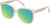 Profile View of QUAY Australia Wide Awake Designer Polarized Reading Sunglasses with Custom Cut Powered Green Mirror Lenses in Shiny Gold Ladies Panthos Full Rim Acetate 59 mm