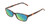 Profile View of Jones New York J730 Designer Polarized Reading Sunglasses with Custom Cut Powered Green Mirror Lenses in Black Crystal Layer Ladies Cat Eye Full Rim Acetate 53 mm
