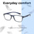 Lightweight Construction Illustration of Prive Revaux Socrates Designer Blue Light Blocking Eyeglasses in Royal Blue Unisex Panthos Full Rim Acetate 51 mm