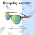 Lightweight Construction Illustration of Prive Revaux Thoreau Designer Polarized Reading Sunglasses with Custom Cut Powered Green Mirror Lenses in Chestnut Brown Tortoise Havana Ladies Cat Eye Full Rim Acetate 54 mm