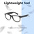 Lightweight Construction Illustration of Prive Revaux Tolstoy Designer Progressive Lens Prescription Rx Eyeglasses in Caviar Black Unisex Panthos Full Rim Acetate 53 mm