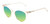 Profile View of OTIS Jazmine Designer Polarized Reading Sunglasses with Custom Cut Powered Green Mirror Lenses in Eco Crystal Coral Ladies Cat Eye Full Rim Acetate 53 mm