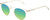 Profile View of OTIS Omar Designer Polarized Reading Sunglasses with Custom Cut Powered Green Mirror Lenses in Eco Crystal Sand Ladies Round Full Rim Acetate 50 mm