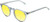 Profile View of OTIS Omar Designer Polarized Reading Sunglasses with Custom Cut Powered Sun Flower Yellow Lenses in Eco Crystal Wave Neutral Unisex Round Full Rim Acetate 50 mm