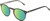 Profile View of OTIS Omar Designer Polarized Reading Sunglasses with Custom Cut Powered Green Mirror Lenses in Satin Black Clear Unisex Round Full Rim Acetate 50 mm
