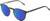 Profile View of OTIS Omar Designer Polarized Reading Sunglasses with Custom Cut Powered Blue Mirror Lenses in Satin Black Clear Unisex Round Full Rim Acetate 50 mm