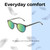 Lightweight Construction Illustration of OTIS Omar Designer Polarized Reading Sunglasses with Custom Cut Powered Green Mirror Lenses in Satin Black Clear Unisex Round Full Rim Acetate 50 mm