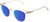 Profile View of OTIS Summer of 67 X Designer Polarized Reading Sunglasses with Custom Cut Powered Blue Mirror Lenses in Eco Clear Unisex Square Full Rim Acetate 52 mm