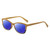 Profile View of Elton John Ambient Designer Polarized Reading Sunglasses with Custom Cut Powered Blue Mirror Lenses in Wood Stripe Black Fade Unisex Cat Eye Full Rim Acetate 54 mm