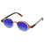 Profile View of Elton John Mash Up Designer Polarized Reading Sunglasses with Custom Cut Powered Blue Mirror Lenses in Red Crystal Unisex Round Full Rim Acetate 44 mm