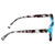 Side View of Elton John Remix 1 Designer Progressive Lens Blue Light Blocking Eyeglasses in Sapphire Blue Marble Black White Unisex Round Full Rim Acetate 49 mm