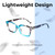 Lightweight Construction Illustration of Elton John Remix 1 Designer Progressive Lens Blue Light Blocking Eyeglasses in Sapphire Blue Marble Black White Unisex Round Full Rim Acetate 49 mm