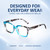 Comfort, Stylish, Everyday Confidence Illustration of Elton John Remix 1 Designer Progressive Lens Blue Light Blocking Eyeglasses in Sapphire Blue Marble Black White Unisex Round Full Rim Acetate 49 mm