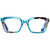 Front View of Elton John Remix 1 Designer Progressive Lens Blue Light Blocking Eyeglasses in Sapphire Blue Marble Black White Unisex Round Full Rim Acetate 49 mm