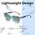 Lightweight Construction Illustration of Elton John Remix 1 Designer Polarized Reading Sunglasses with Custom Cut Powered Smoke Grey Lenses in Sapphire Blue Marble Black White Unisex Round Full Rim Acetate 49 mm