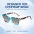 Comfort, Stylish, Everyday Confidence Illustration of Elton John Remix 1 Designer Polarized Reading Sunglasses with Custom Cut Powered Smoke Grey Lenses in Sapphire Blue Marble Black White Unisex Round Full Rim Acetate 49 mm