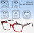 Dimensions and Measurements Illustration of Elton John Remix 2 Designer Blue Light Blocking Eyeglasses in Ruby Red Marble Black White Unisex Round Full Rim Acetate 49 mm