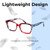 Lightweight Construction Illustration of Elton John Remix 2 Designer Progressive Lens Blue Light Blocking Eyeglasses in Ruby Red Marble Black White Unisex Round Full Rim Acetate 49 mm