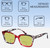 Dimensions and Measurements Illustration of Elton John Remix 2 Designer Polarized Reading Sunglasses with Custom Cut Powered Sun Flower Yellow Lenses in Ruby Red Marble Black White Unisex Round Full Rim Acetate 49 mm