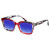 Profile View of Elton John Remix 2 Designer Polarized Reading Sunglasses with Custom Cut Powered Blue Mirror Lenses in Ruby Red Marble Black White Unisex Round Full Rim Acetate 49 mm