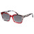 Profile View of Elton John Remix 2 Designer Polarized Reading Sunglasses with Custom Cut Powered Smoke Grey Lenses in Ruby Red Marble Black White Unisex Round Full Rim Acetate 49 mm