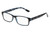 Profile View of Perry Ellis PEBX44 Designer Reading Eye Glasses with Custom Cut Powered Lenses in Gloss Navy Blue Marble Unisex Rectangular Full Rim Acetate 50 mm