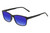 Profile View of Perry Ellis PEBX55 Designer Polarized Reading Sunglasses with Custom Cut Powered Blue Mirror Lenses in Gloss Black Marble Unisex Square Full Rim Acetate 52 mm