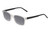 Profile View of Perry Ellis PEBX55 Designer Polarized Reading Sunglasses with Custom Cut Powered Smoke Grey Lenses in Gloss Crystal Clear Marble Unisex Square Full Rim Acetate 52 mm