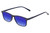 Profile View of Perry Ellis PEBX57 Designer Polarized Reading Sunglasses with Custom Cut Powered Blue Mirror Lenses in Gloss Navy Blue Marble Unisex Panthos Full Rim Acetate 50 mm