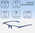 Dimensions and Measurements Illustration of Perry Ellis PEBX58 Unisex Rectangular Semi-Rimless Designer Reading Glasses in Gloss Navy Blue Marble 50mm