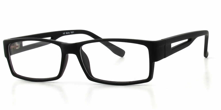Calabria Soho 1001 Matte Black Designer Eyeglasses :: Rx Bi-Focal