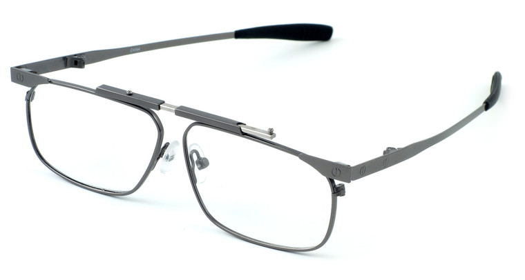 Calabria FAST-FOLD Metal Folding Eyeglasses w/ Case in Pewter :: Progressive