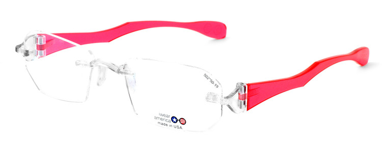 I Wear America Designer Rimless Eyewear Made in the USA "Freedom 1" in Pink Diamond :: Custom Left & Right Lens