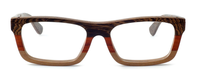 Specs of Wood Designer Wooden Eyewear Made in the USA "Serious III" in Red Rosewood (Red)