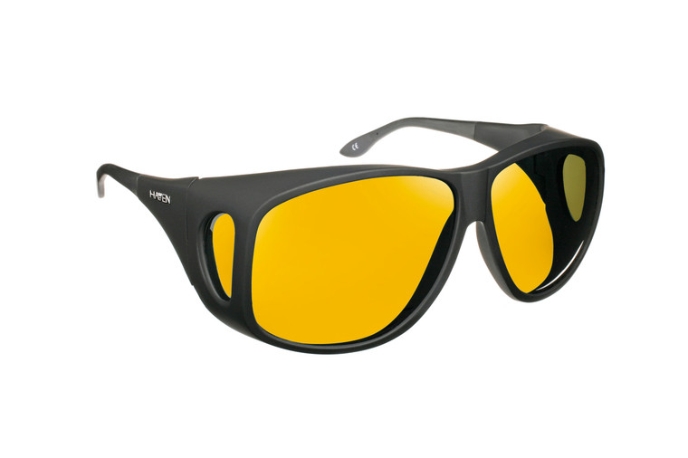 Haven Designer Fitover Sunglasses Banyan in Black & Polarized Yellow Lens (XL)