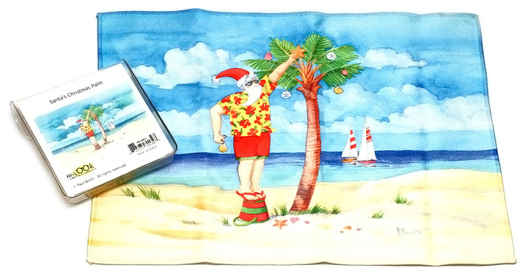 Holiday Christmas Theme Cleaning Cloth, Santa's Christmas Palm