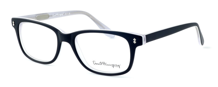 Ernest Hemingway Designer Eyeglasses H4617 in Matte-Black-White 52mm :: Rx Bi-Focal