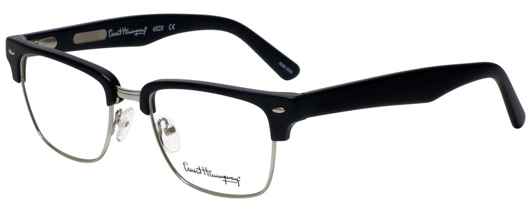 Ernest Hemingway Designer Eyeglasses H4828 in Matte Black Silver 53mm :: Custom Left & Right Lens