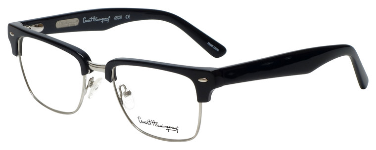 Ernest Hemingway Designer Eyeglasses H4828 in Shiny Black Silver 53mm :: Rx Bi-Focal