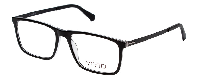 Vivid Designer Reading Eyeglasses 891 in Glossy Black/Crystal Clear 55 mm