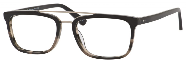Ernest Hemingway H4825 Unisex Rectangular Frame Eyeglasses in Black/Amber 54 mm Bi-Focal