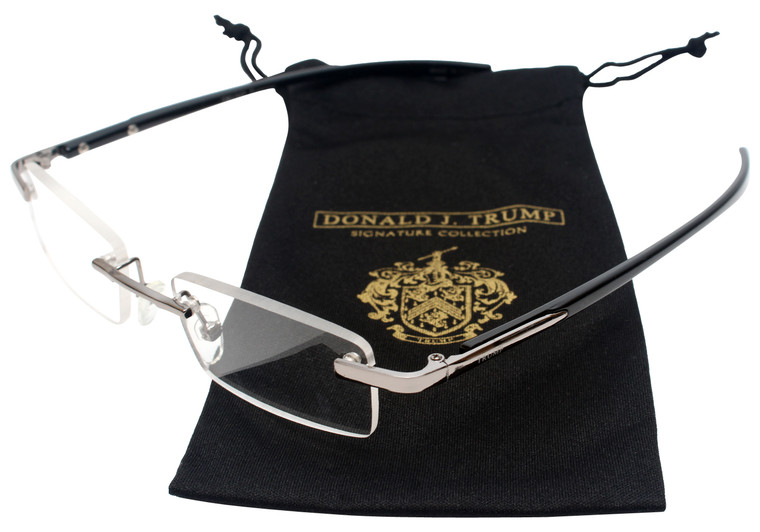 Donald Trump Designer Rimless Metal Reading Glasses DTR 06 Gunmetal Silver 48mm